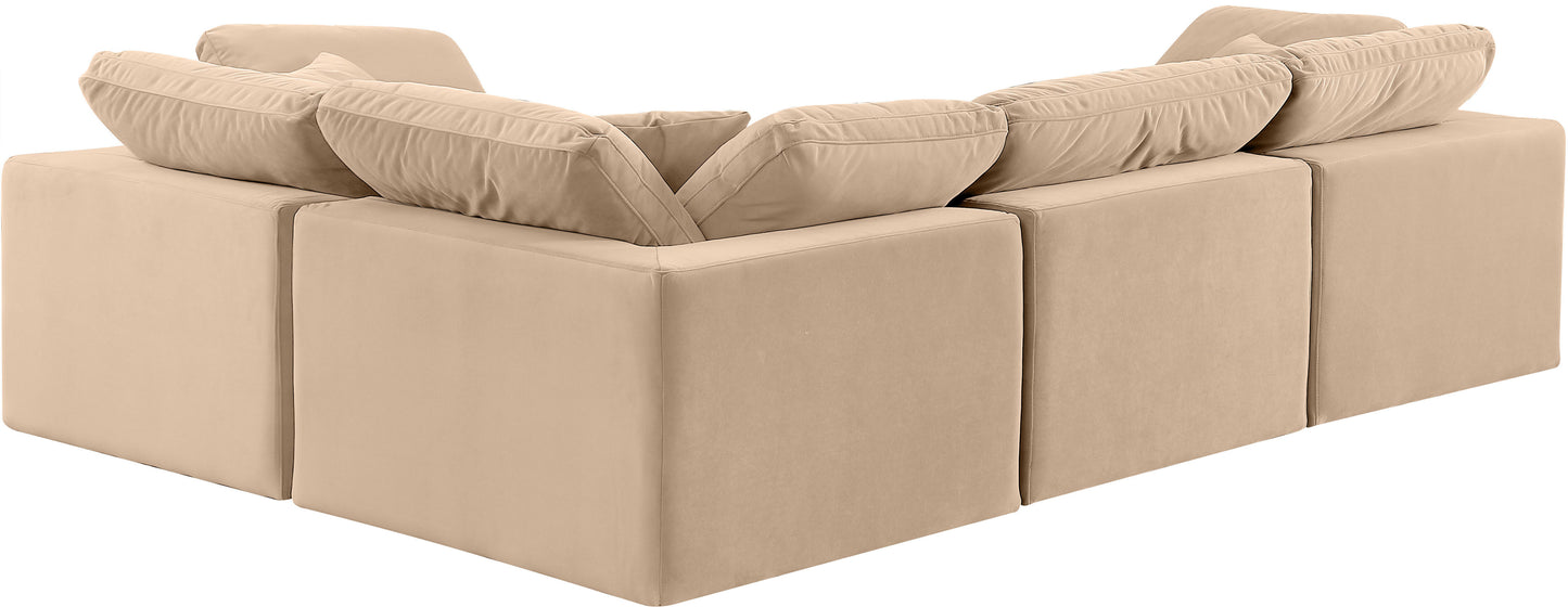 asher beige velvet modular sectional