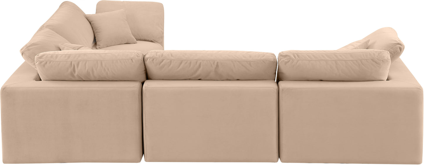 asher beige velvet modular sectional