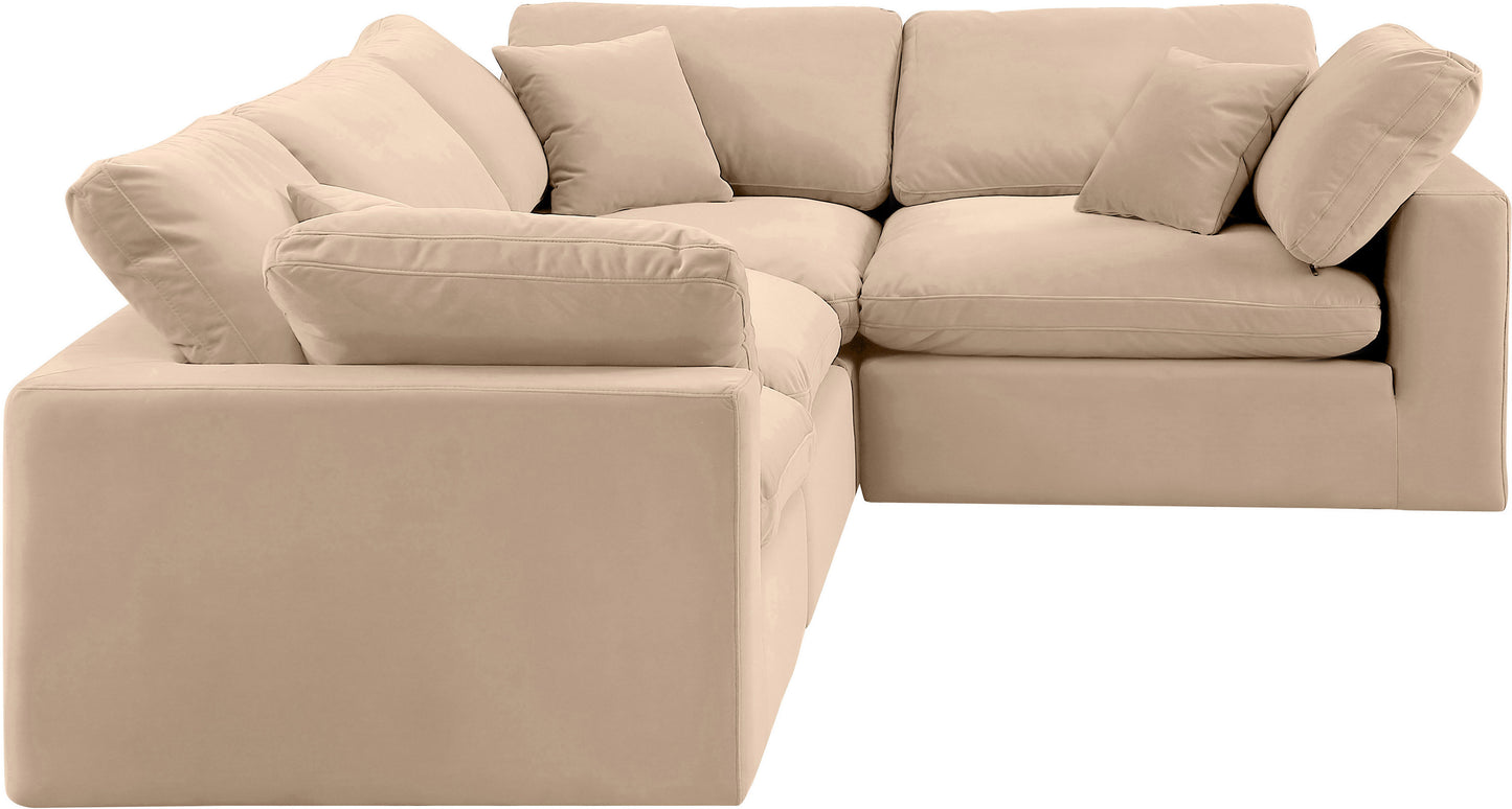 asher beige velvet modular sectional