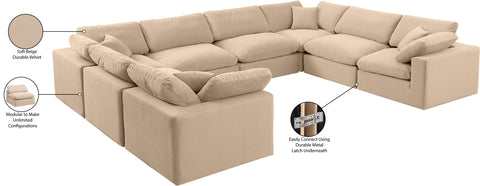 Farrah 158" Beige Velvet Upholstered Sectional, 8-Piece