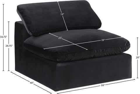 Farrah Black Velvet Upholstered Armless Chair, 1 Piece