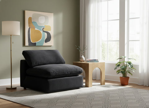 Farrah Black Velvet Upholstered Armless Chair, 1 Piece