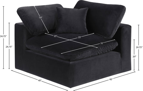 Farrah Black Velvet Upholstered Corner Chair, 1 Piece