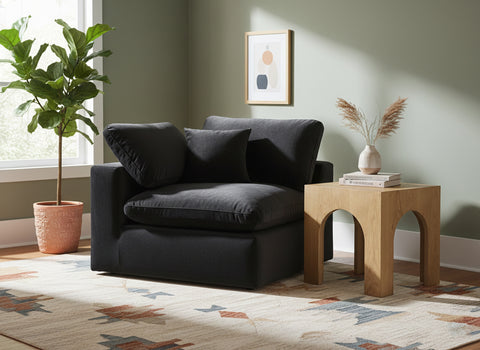 Farrah Black Velvet Upholstered Corner Chair, 1 Piece