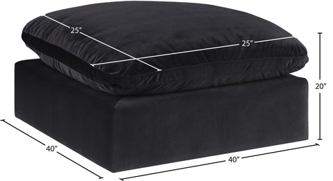 Farrah Black Velvet Upholstered Ottoman, 1 Piece