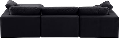 Dolce Black Velvet Modular Sectional Sec4A