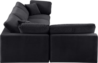 Dolce Black Velvet Modular Sectional Sec4B