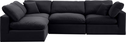 Dolce Black Velvet Modular Sectional Sec4B