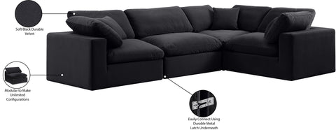 Asher Black Velvet Modular Sectional