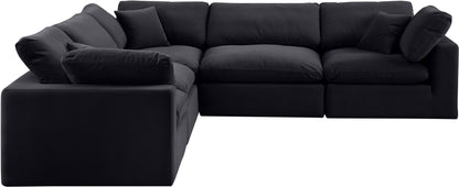 Dolce Black Velvet Modular Sectional Sec5C