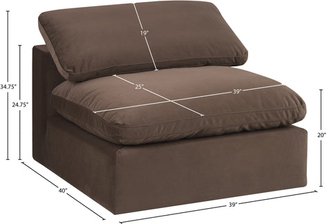 Farrah Brown Velvet Upholstered Armless Chair, 1 Piece
