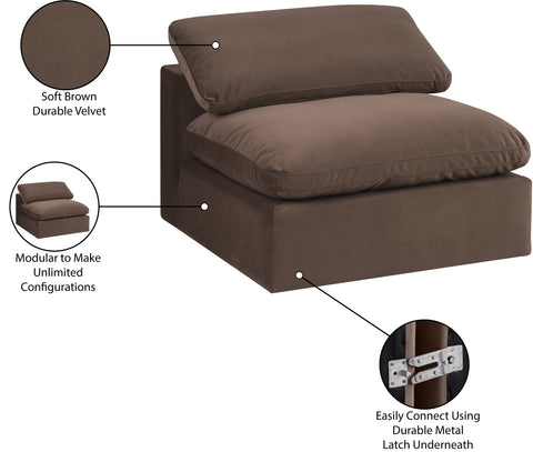 Farrah Brown Velvet Upholstered Armless Chair, 1 Piece