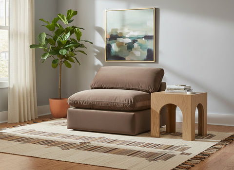 Farrah Brown Velvet Upholstered Armless Chair, 1 Piece