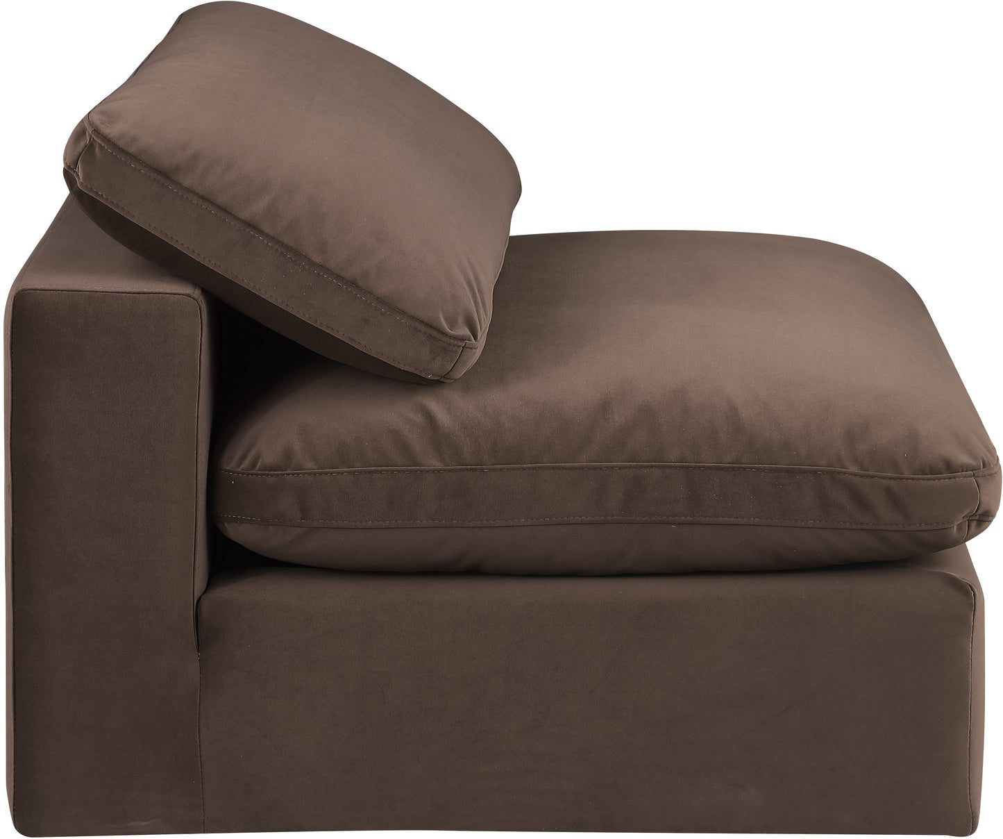 dolce brown velvet modular armless chair armless