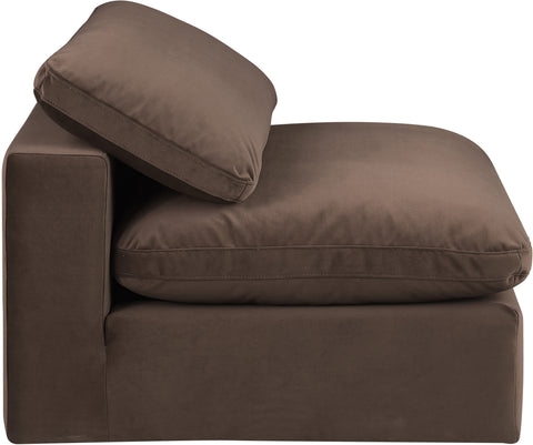 Dolce Brown Velvet Modular Armless Chair Armless