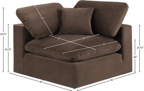 Farrah Brown Velvet Upholstered Corner Chair, 1 Piece