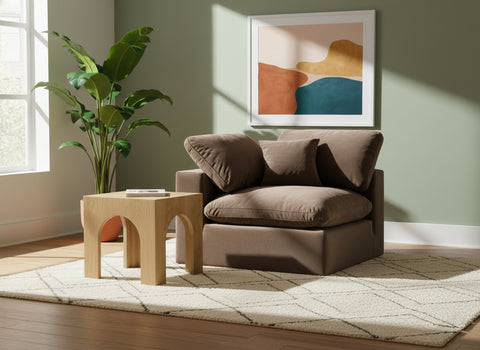 Farrah Brown Velvet Upholstered Corner Chair, 1 Piece