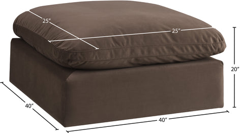 Farrah Brown Velvet Upholstered Ottoman, 1 Piece