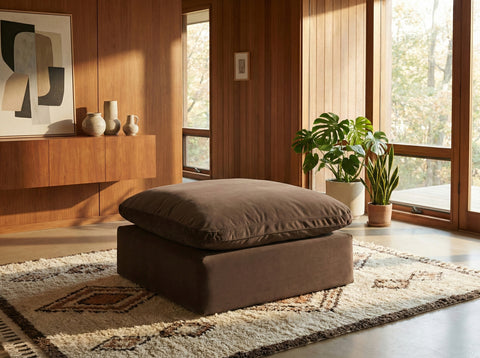 Farrah Brown Velvet Upholstered Ottoman, 1 Piece