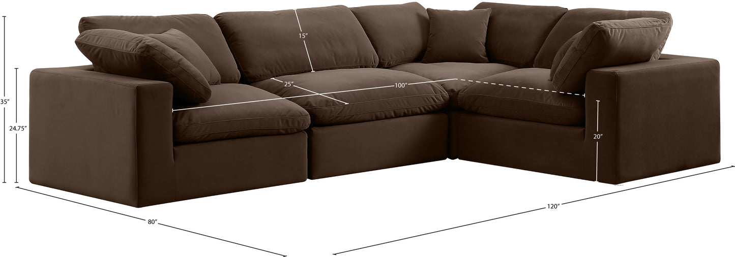 asher brown velvet modular sectional