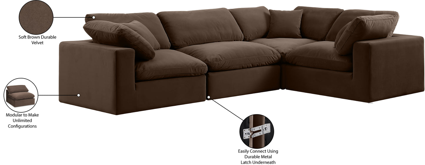 asher brown velvet modular sectional