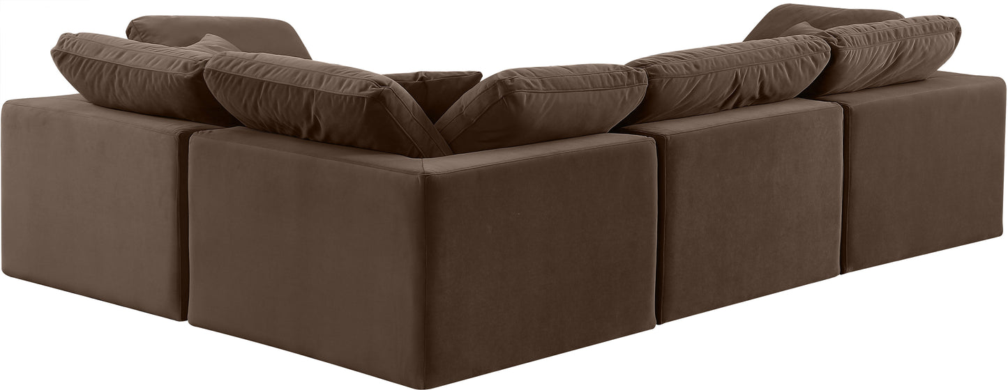 asher brown velvet modular sectional