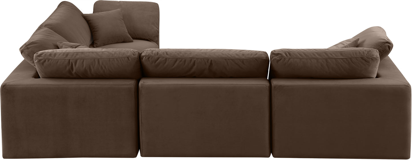 asher brown velvet modular sectional