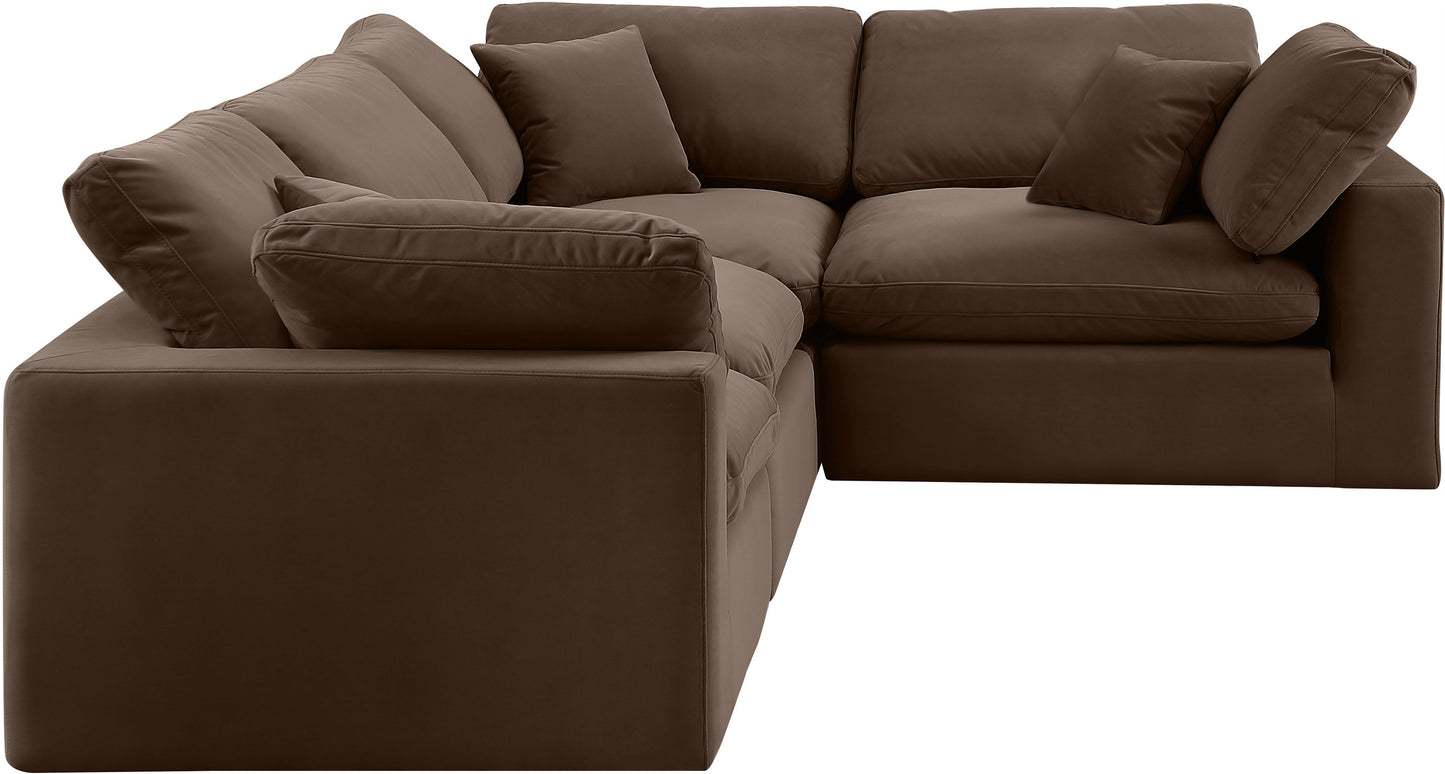 asher brown velvet modular sectional