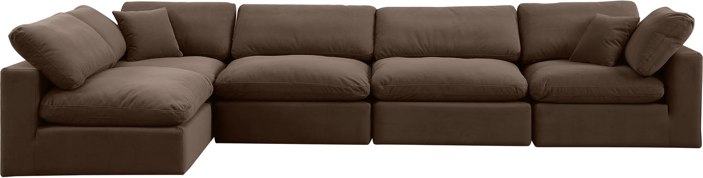 dolce brown velvet modular sectional sec5d