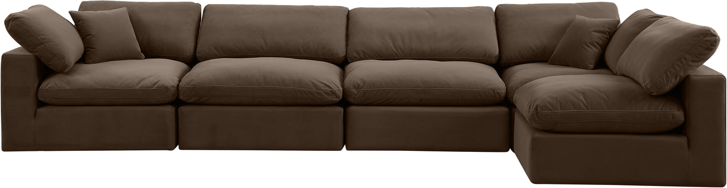 dolce brown velvet modular sectional sec5d