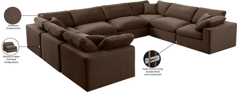 Farrah 158" Brown Velvet Upholstered Sectional, 8-Piece