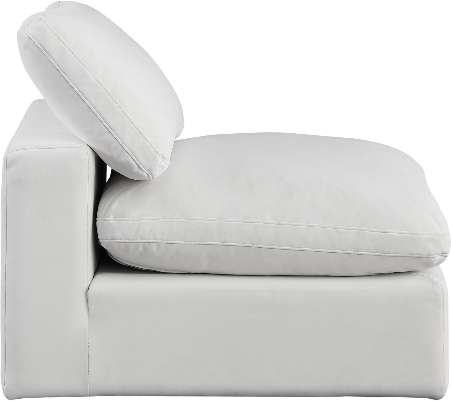 dolce cream velvet modular armless chair armless