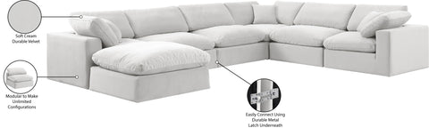 Farrah 158" Cream Velvet Upholstered Sectional, 7-Piece
