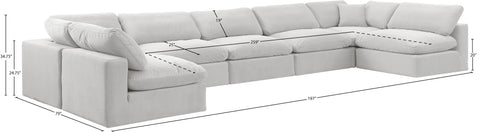 Farrah 197" Cream Velvet Upholstered Sectional, 7-Piece