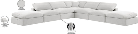 Farrah 157" Cream Velvet Upholstered Sectional, 7-Piece