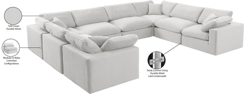 Farrah 158" Cream Velvet Upholstered Sectional, 8-Piece