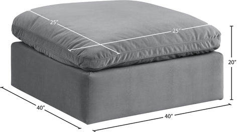 Farrah Grey Velvet Upholstered Ottoman, 1 Piece