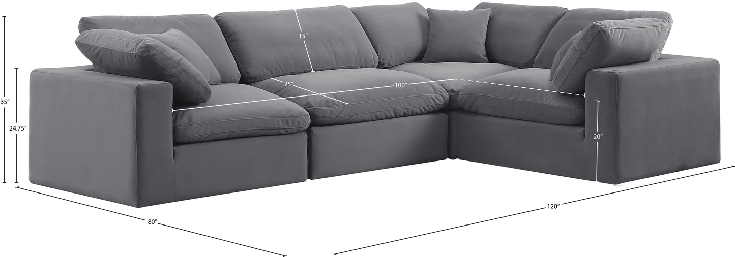 asher grey velvet modular sectional