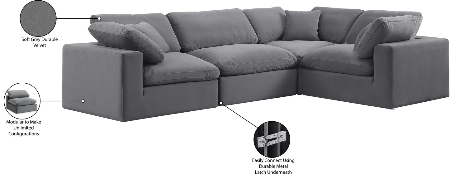 asher grey velvet modular sectional