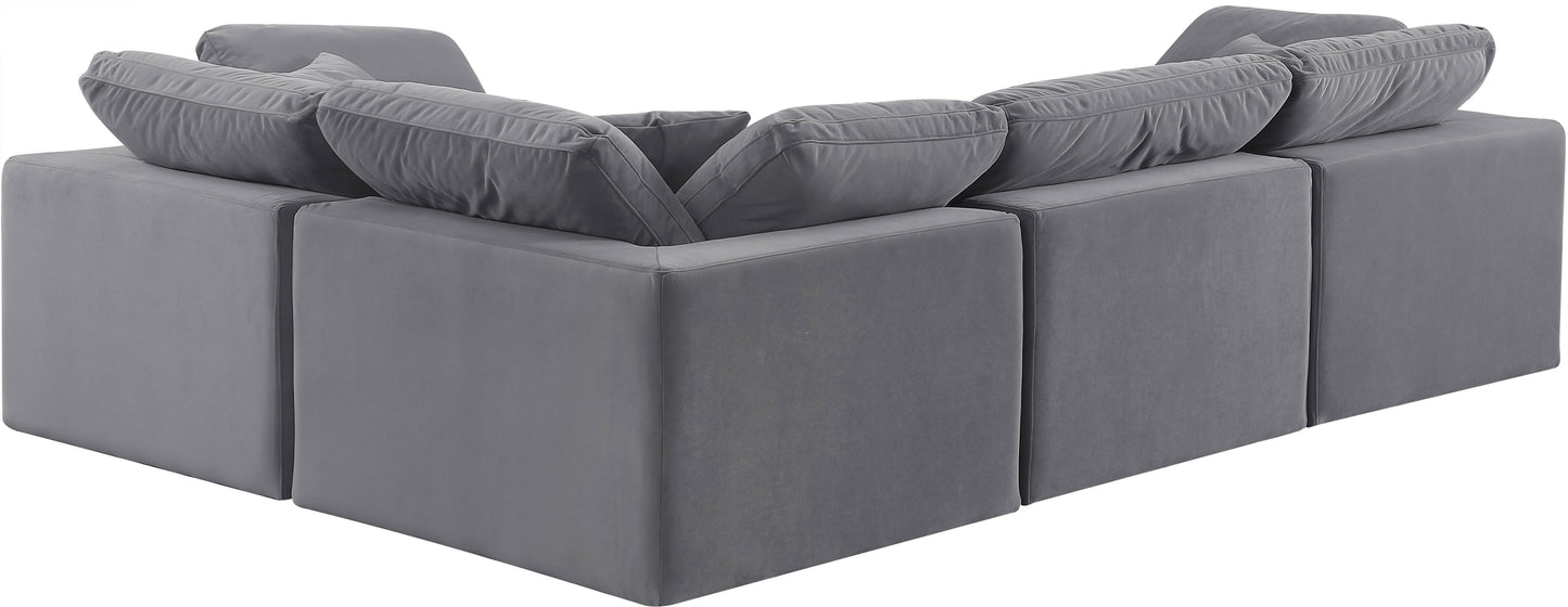 asher grey velvet modular sectional