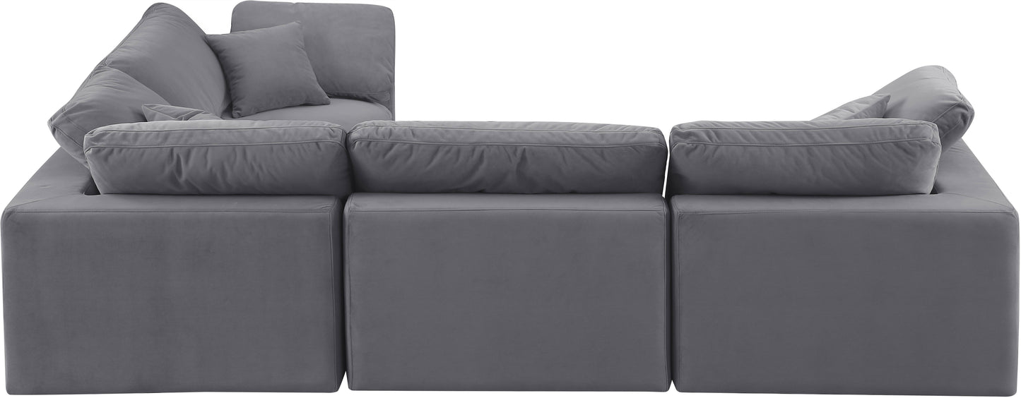 asher grey velvet modular sectional