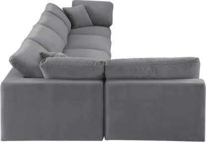 Dolce Grey Velvet Modular Sectional Sec5D