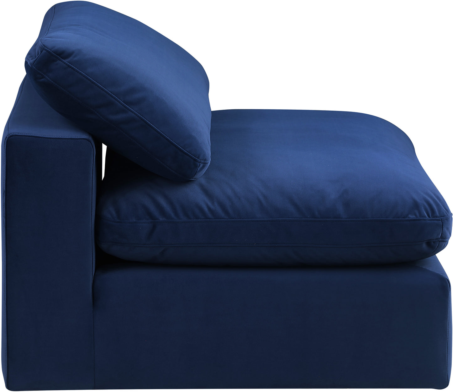 dolce navy velvet modular armless chair armless