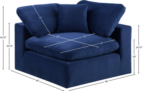 Farrah Navy Velvet Upholstered Corner Chair, 1 Piece
