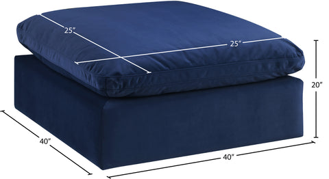 Farrah Navy Velvet Upholstered Ottoman, 1 Piece