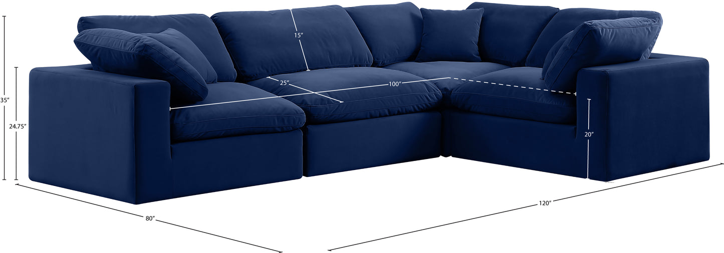 asher navy velvet modular sectional