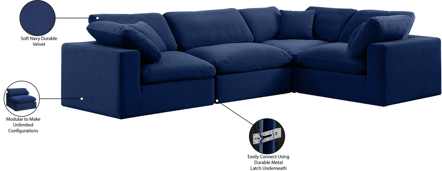 asher navy velvet modular sectional