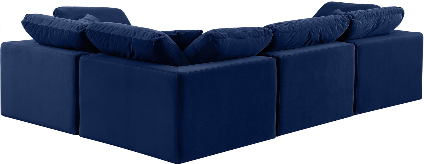 asher navy velvet modular sectional