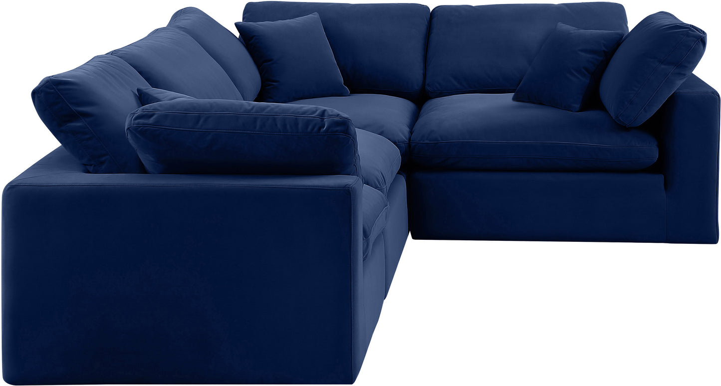 asher navy velvet modular sectional