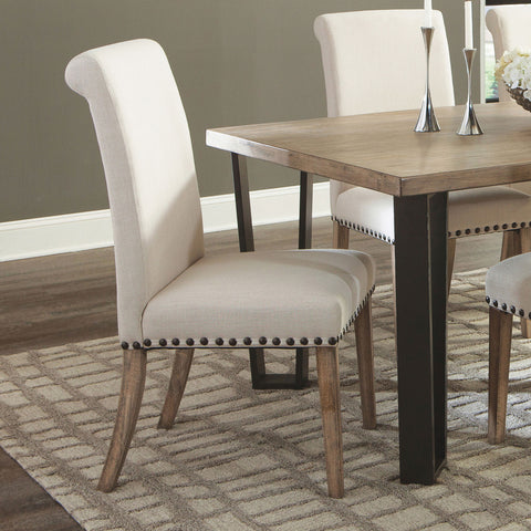 Smith Fabric Upholstered Dining Side Chair Beige (Set of 2)Beige